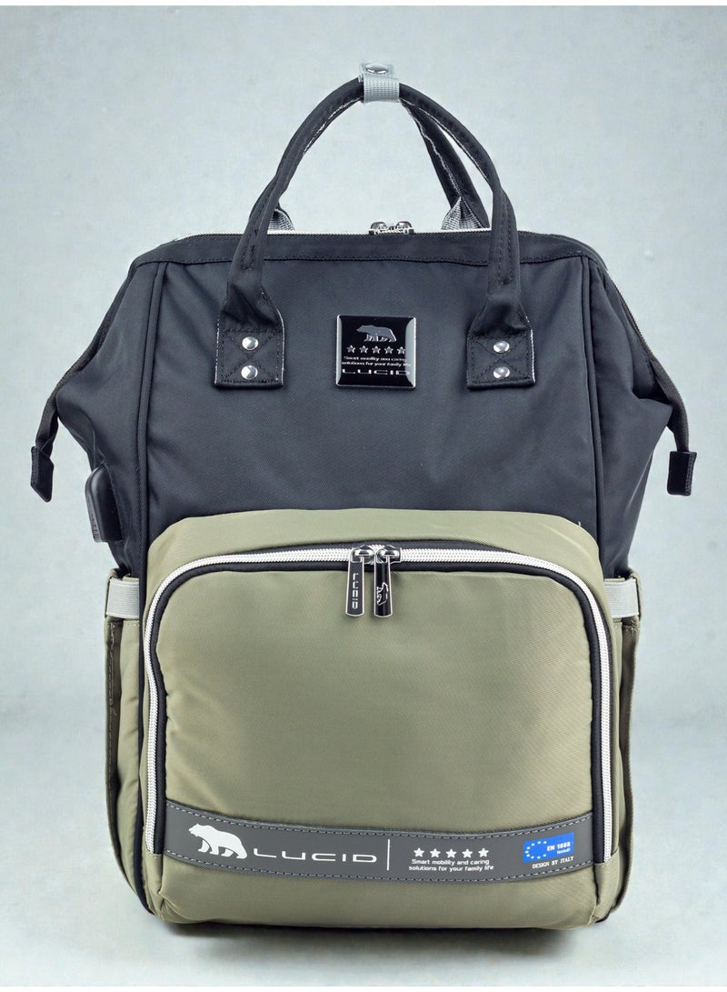 لوسيد حقيبه لوازم الأمهات الإصدار الاحدث من لوسيد مقاومة للمياه مع مفرش غيار وحافظه للببرونه حراريه بوصله تسخين-اسود فى زيتي - Image 2